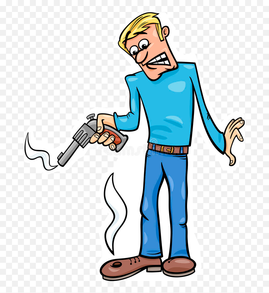 Shooting Yourself In The Foot Cartoon Clipart - Full Size Shooting Yourself In The Foot Cartoon Emoji,Gun And Star Emoji
