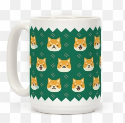 Shiba Inu Emoji Mug - Blue Herringbone Floor Tile,Mug Emoji