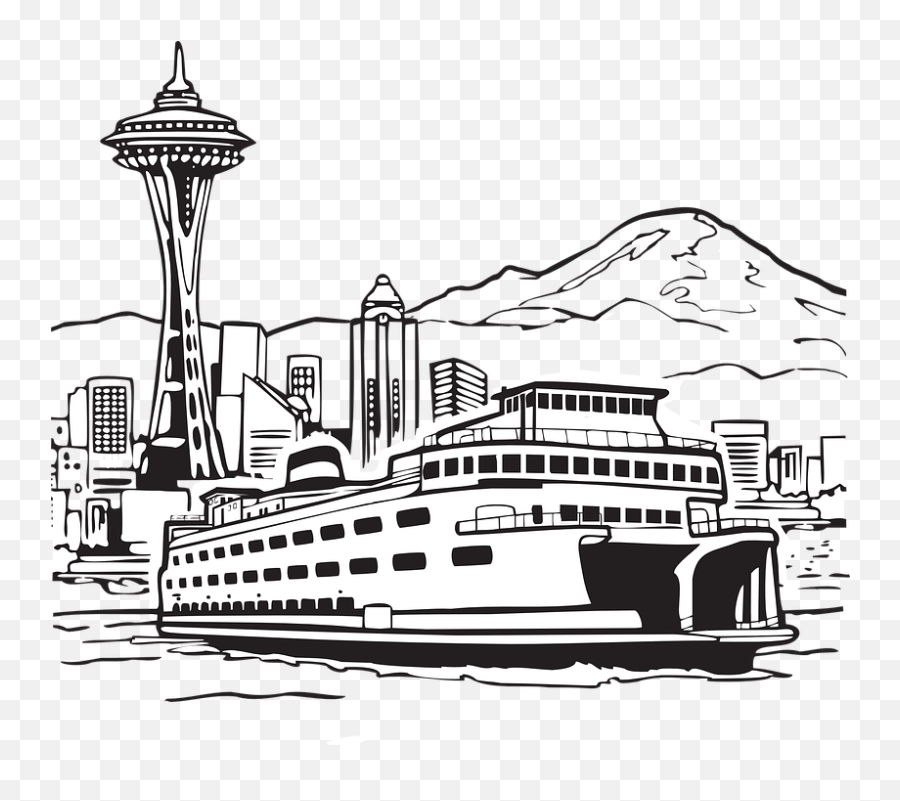 Seattle Space Needle - Ferry Clipart Black And White Emoji,Space Needle Emoji