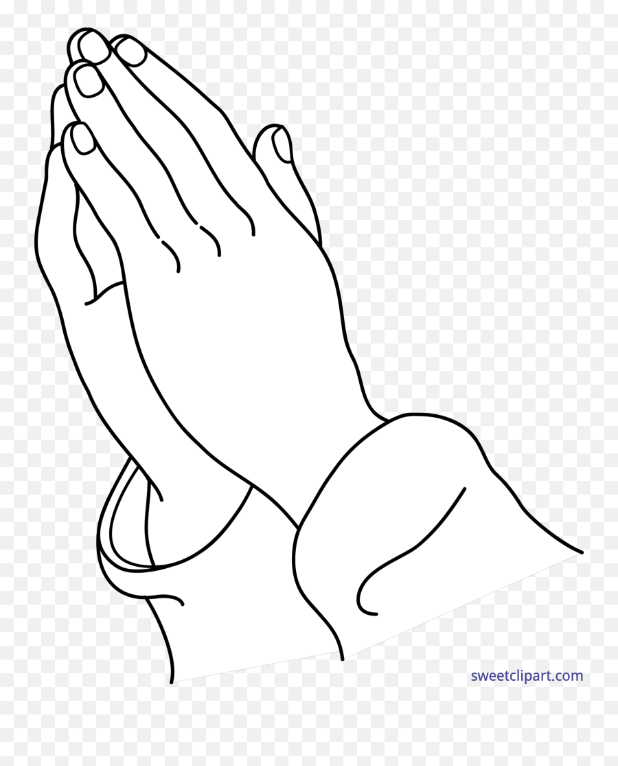 Praying Lineart Clip Art - Folded Hands Emoji Art,Praying Emoticon