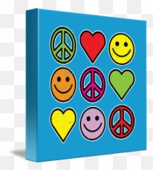 Retro Peace Smileys Hearts By I Create - Smiley Emoji,Emoticon Hearts
