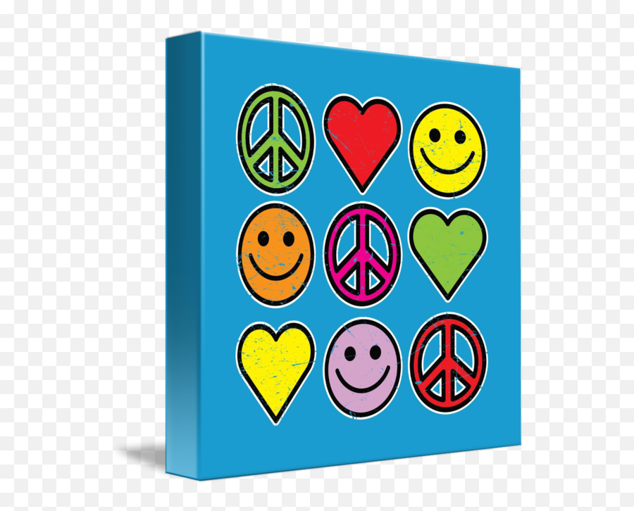 Retro Peace Smileys Hearts By I Create - Smiley Emoji,Emoticon Hearts