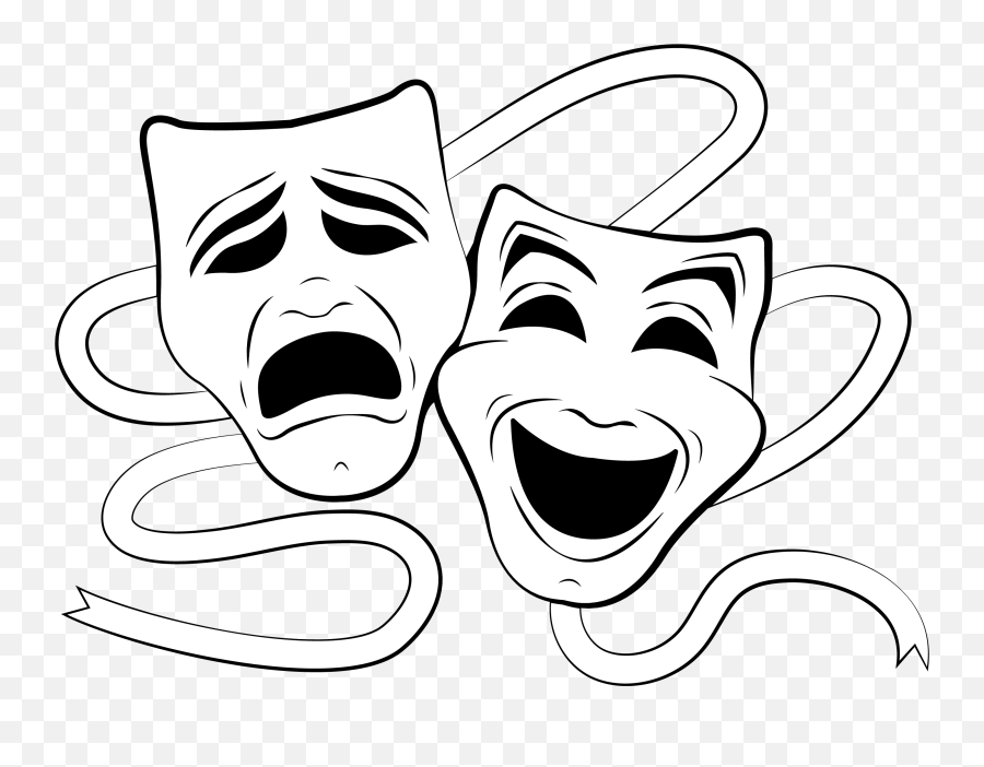 Musical Theatre Drama Masks Clipart - Black And White Theater Masks Emoji,Drama Mask Emoji