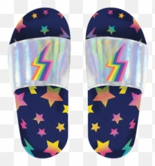 Cute Flip Flops - Holographic Slides Emoji,Emoji Slippers