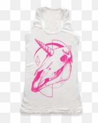 Geometric Occult Unicorn Skull Racerback Tank Lookhuman - Active Tank Emoji,Catfish Emoji