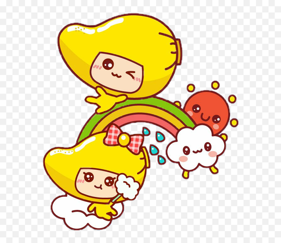 Scmango Mango Couple Rainbow Could Sun Raining Bow Cart Emoji,Raining Emoji