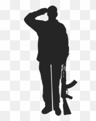 Army General Man Military Salute - Transparent Background Soldier Silhouette Png Emoji