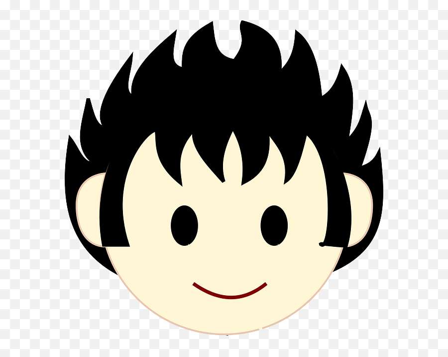 Black Boy Head Round Black Hair Face - Boy Spiky Hair Clipart Emoji,Emoji Big Eyes Red Cheeks