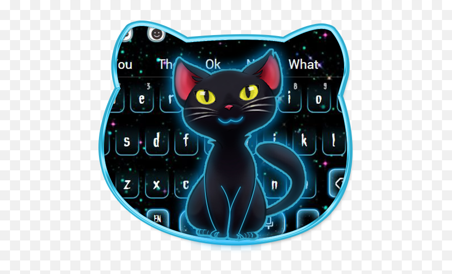 Dark Neon Kitty Keyboard Theme - Dot Emoji,Cat Emoji Keyboard