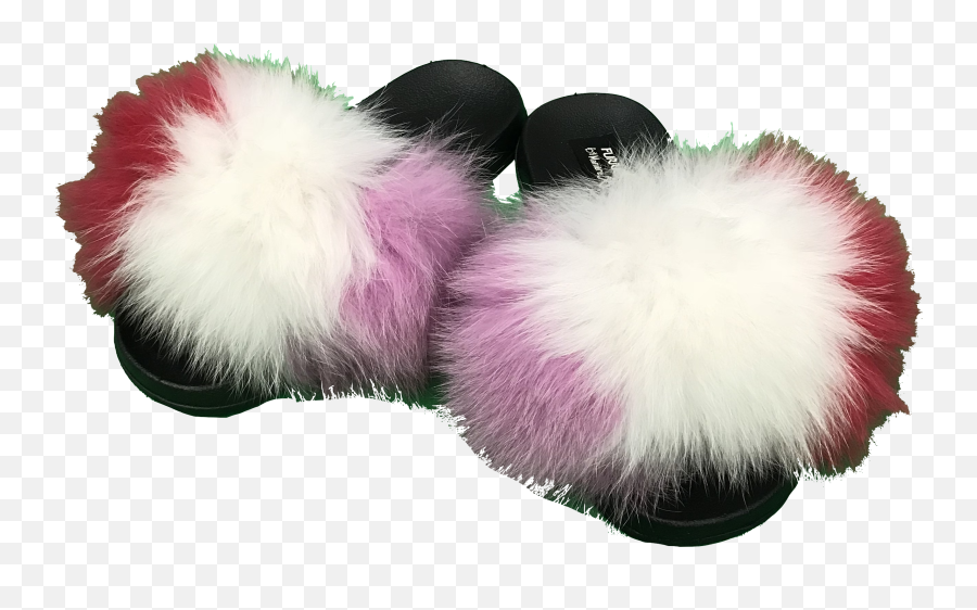 Maniere Furries Multi Color Purple Pink White Fur Slippers - Transparent Fur Slides Png Emoji,Emoji Slippers