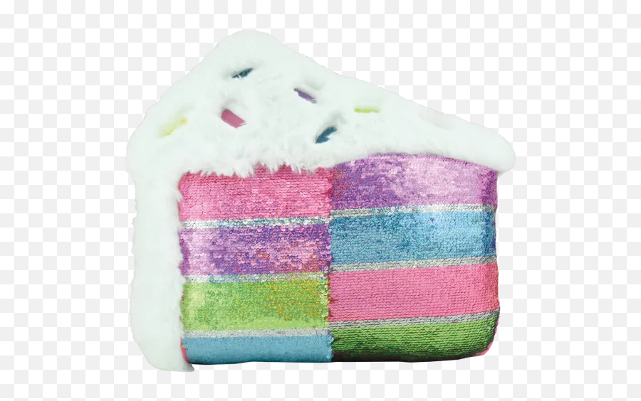 Of Cake Furry Reversible Sequin Pillow - Wool Emoji,Cake Slice Emoji