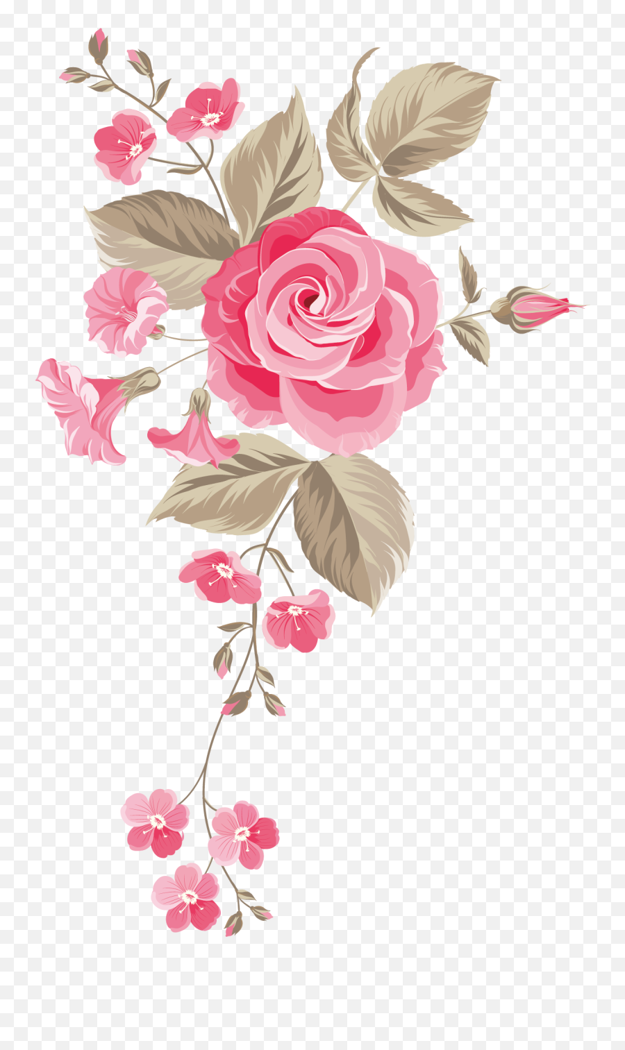 Download Cut Garden Bouquet Roses Centifolia Flower Design - Pink Flower Png Transparent Background Emoji,Roses Emoticon