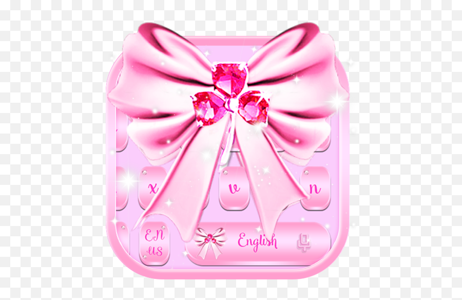 Pink Sms Keyboard Theme Diamond Ribbon - Lilac Emoji,Pink Bow Emoji