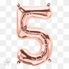 16 Number Age 55th Birthday - Five Rose Gold Shape Balloon Emoji