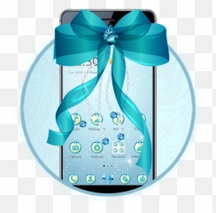 Sapphire Diamond Bow Theme - Illustration Emoji,Teal Ribbon Emoji