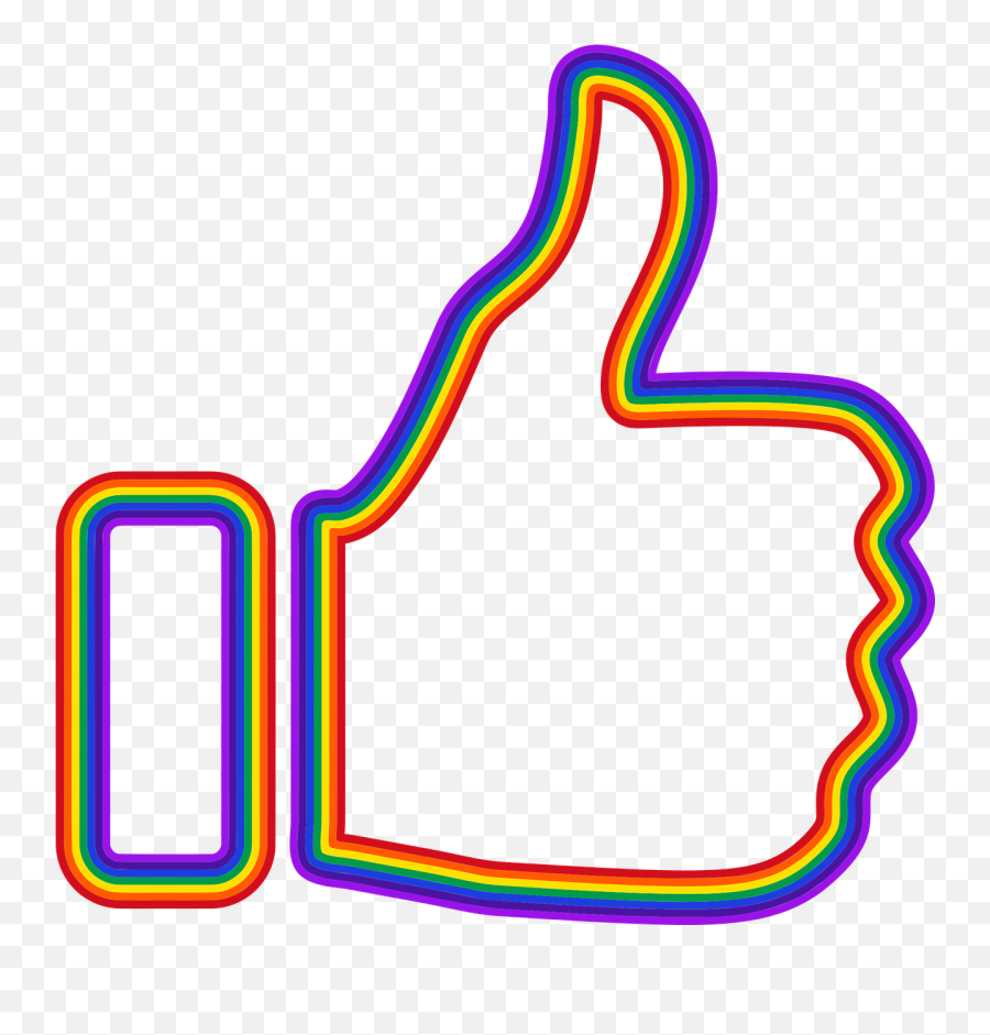 Thumbs Up Facebook Like Colorful Prismatic - Rainbow Thumbs Up Emoji,Rainbow Emoji