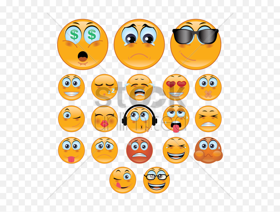 A Set Of Smiley Emoticon Showing - Smiley Emoji,Tear Emoticon