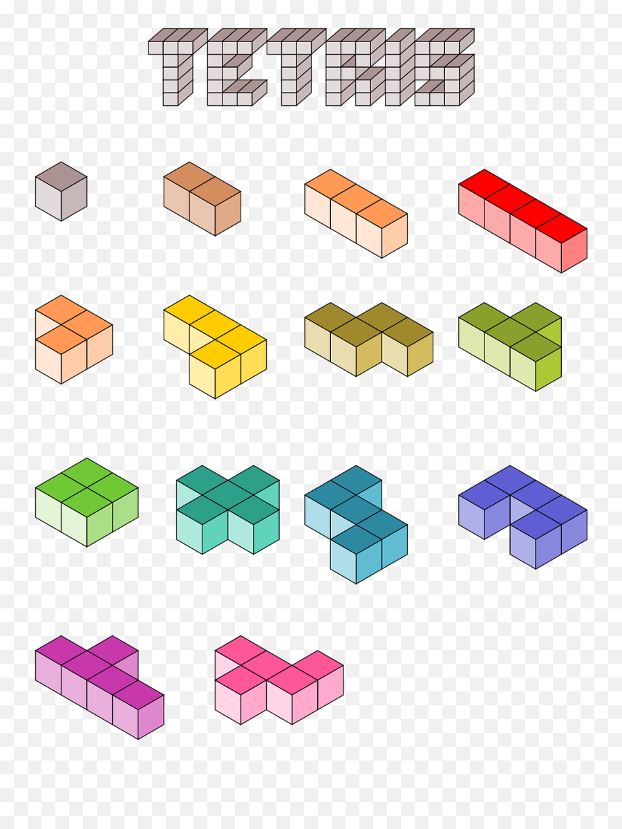 Tetris Computer Game Building Blocks - 3d Tetris Blocks Emoji,Mario Thinking Emoji