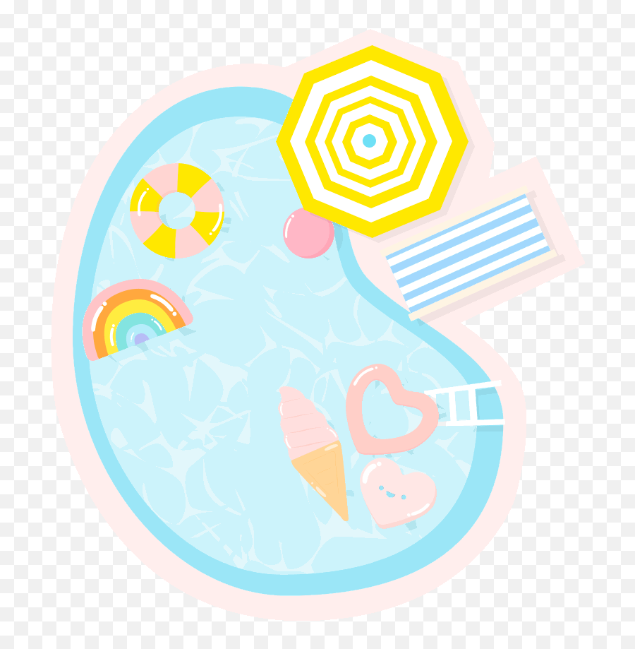Pool Party Summer Sticker - Circle Emoji,Emoji Pool Party