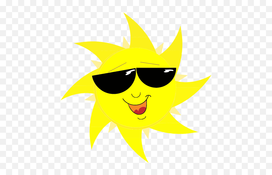 Smiling Sun With Sunglasses Vector Drawing - Smiling Sun With Sunglasses Emoji,Sunglasses Emoticon