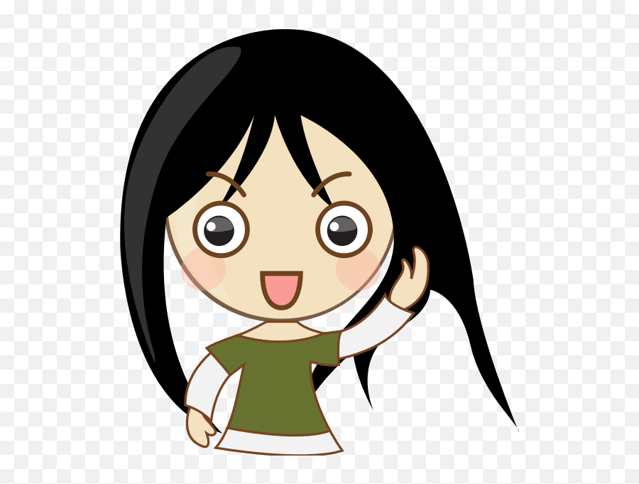 Cute Emo Girl Portrait Vector Graphics - Cute Asian Girl Cartoon Emoji,Dancing Girls Emoticon