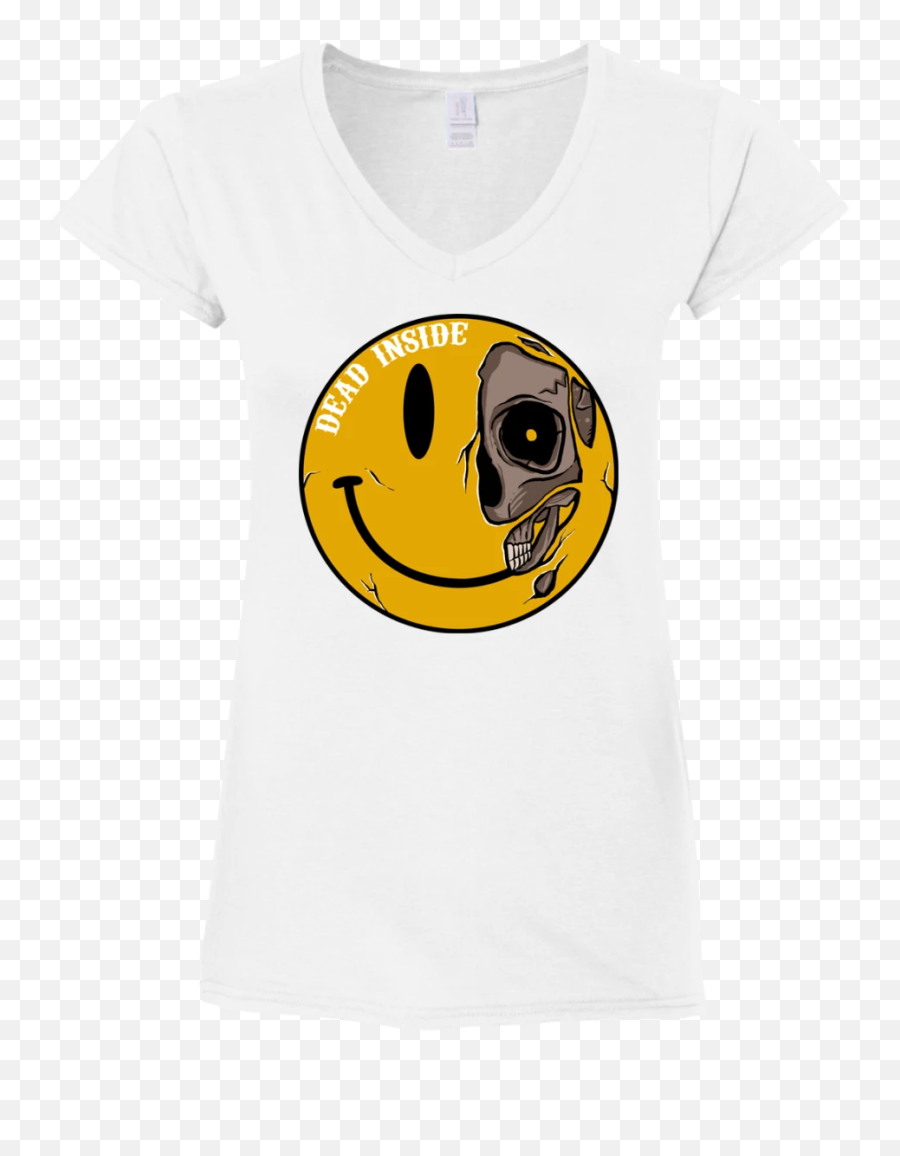 Dead Inside Ladiesu0027 Fitted Softstyle 45 Oz V - Neck Tshirt Dead Inside Vector Emoji,:v Emoticon