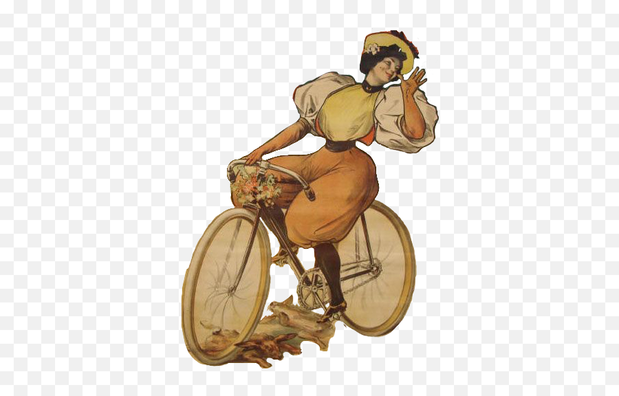 Woman Lady Retro Vintage Bicycle - Bicycle Delivery Lady Vintage Emoji,Cyclist Emoji