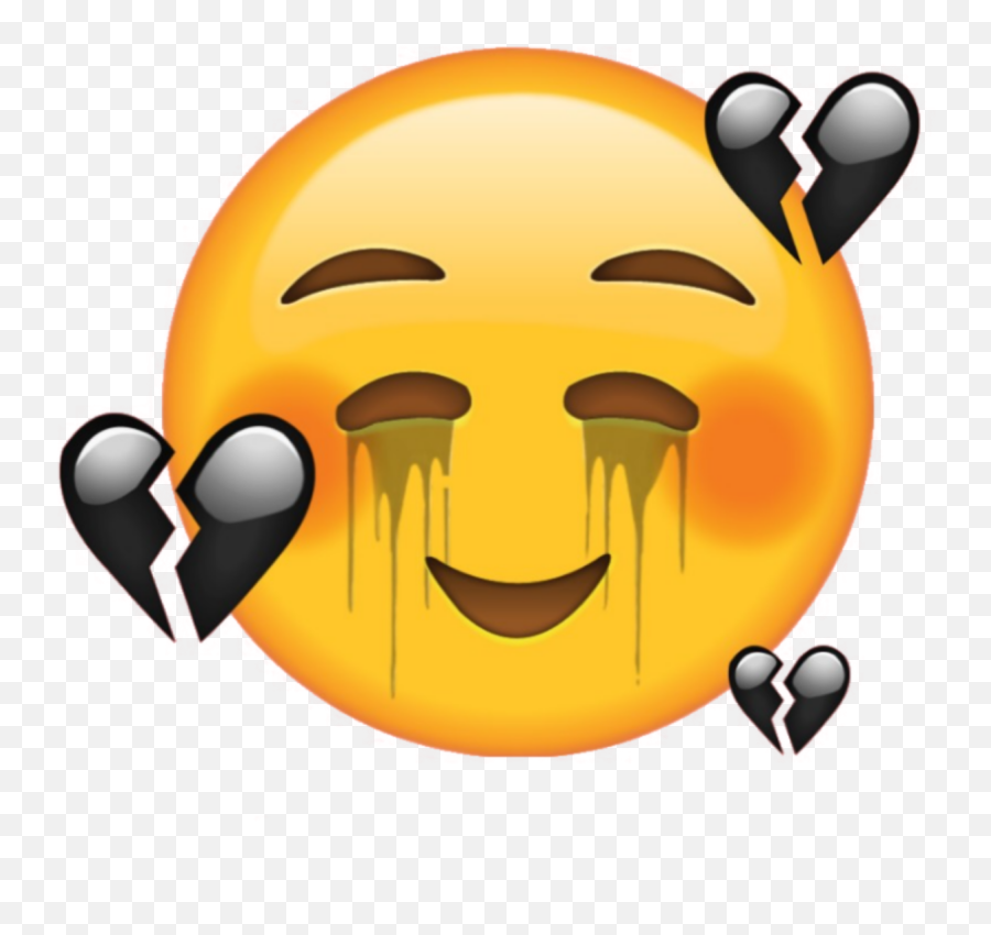 Broken Sad Emoji Hearts Black Sticker By Thekiralps - Happy,Broken Emoji