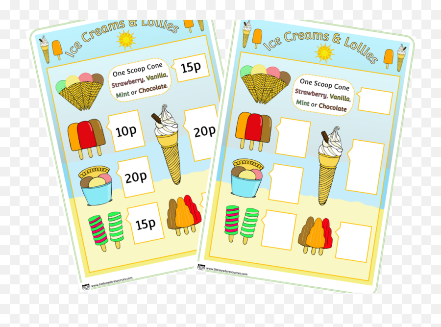 Free Ice Cream Shop Role - Play Menu Printable Activitygame Ice Cream Shop Free Printables Emoji,Ice Cream Sun Emoji