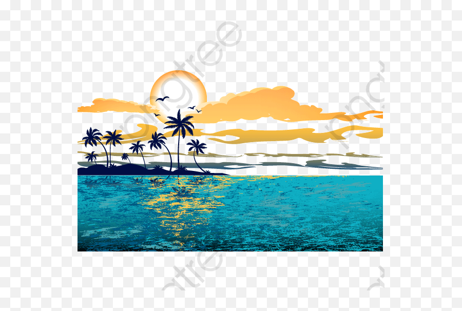 Beach Sunset Png Clipart - Transparent Background Clipart Beach Waves Emoji,Beach Sunset Emoji