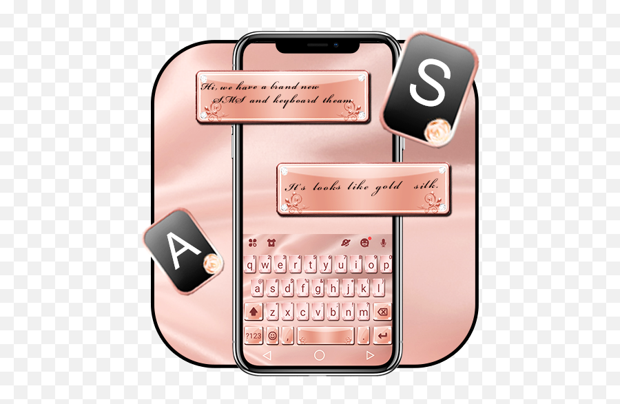 Rose Gold Silk Keyboard Theme - Apps On Google Play Number Emoji,Black Rose Emoji Copy And Paste