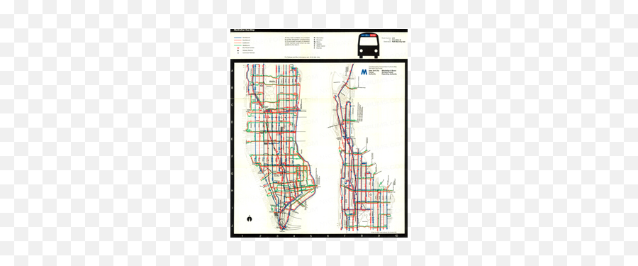 1976 New York City Transit Authority Manhattan Bus Map - Bus Screenshot Emoji,New York City Emoji