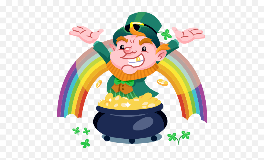 Saint Patricks Day Stickers - Cartoon Emoji,Pot Of Gold Emoji