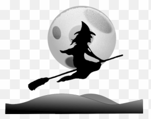 Silhouette Vector Image Of Flying Witch - Clear Background Halloween Png Transparent Emoji