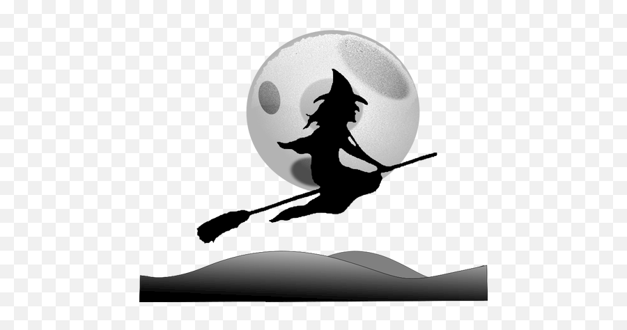 Silhouette Vector Image Of Flying Witch - Clear Background Halloween Png Transparent Emoji,Old School Emoticon