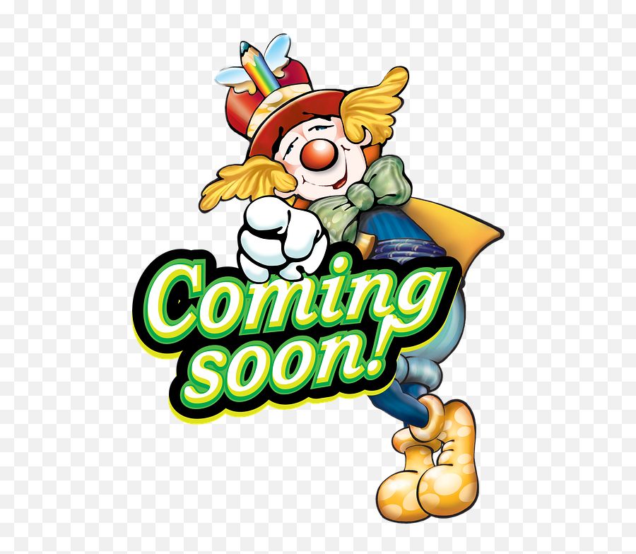 Coming Soon Message Mascot - Cartoon Emoji,Clown Emoji On Iphone