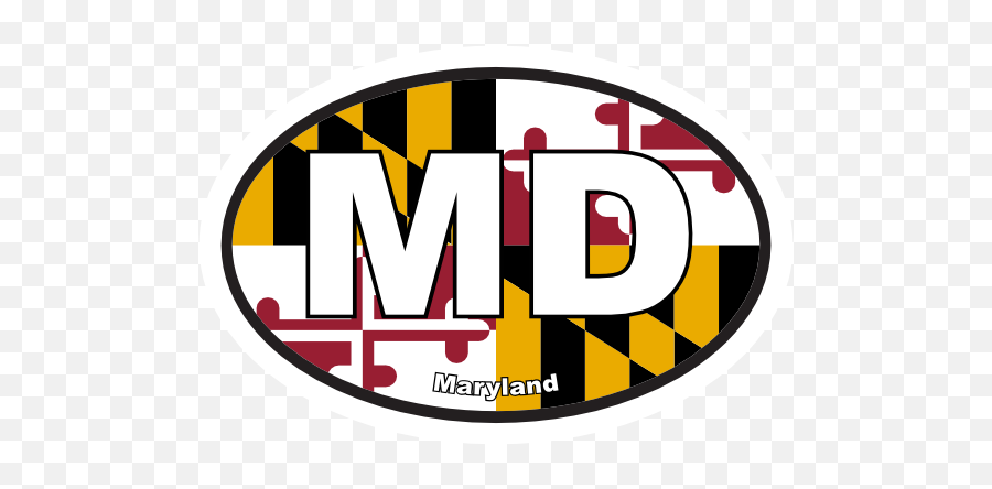 Maryland Md State Flag Oval Sticker - Graphic Design Emoji,Maryland Flag Emoji