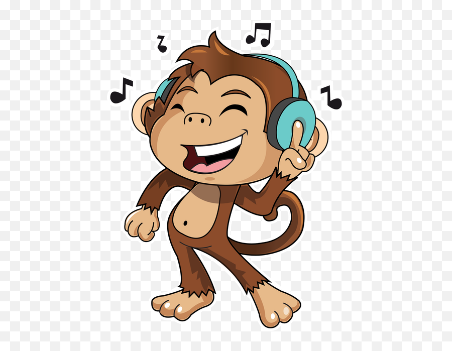Cute Monkey Stickers Messages Sticker - 1 Emoji Listening To Cartoon Monkey Baby Boy Listen Music,Emoji 127