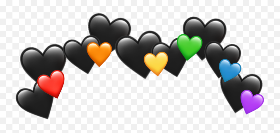 Emoji Black Rainbow Hearts Sticker By Josephine - Nervous Emoji Edit,Rainbow Emoji