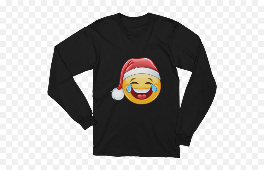 Unisex Tears Of Joy Emoji With Santa Hat Long Sleeve T - Shirt T Shirt Marcel Proust,Joy Face Emoji