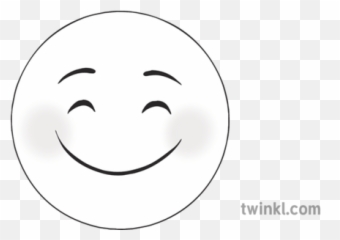 Blush Happy Smile Emoji Emoticon Ks3 Ks4 Black And White - Smiley