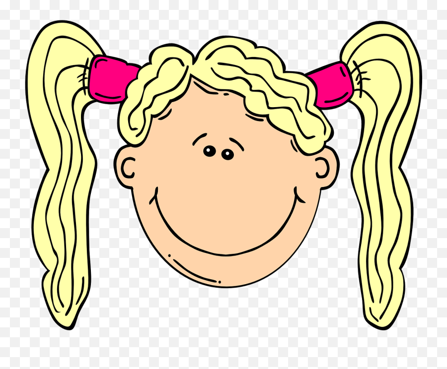 Happy Girl Blond Pigtails Pink - Blonde Girl Clipart Transparent Emoji,Wide Eyed Emoticon
