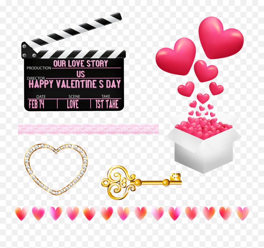 Valentine Clip Art Valentine Banner - Happy Valentine Hearts Clipart Emoji,Love Emoji Story