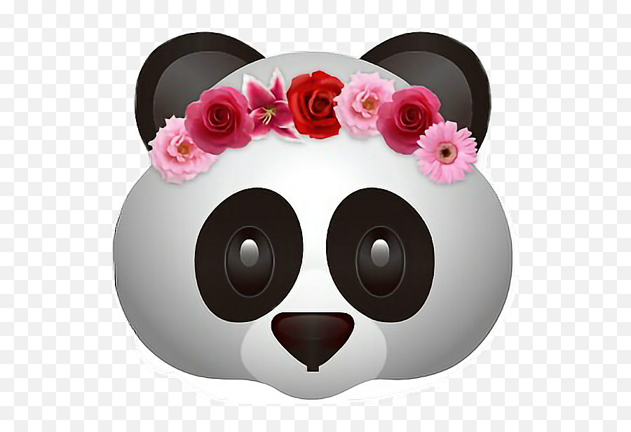 Panda Emoji Flower Flowercrown Freetoedit - Flower Crown Panda Emoji,Binoculars Emoji