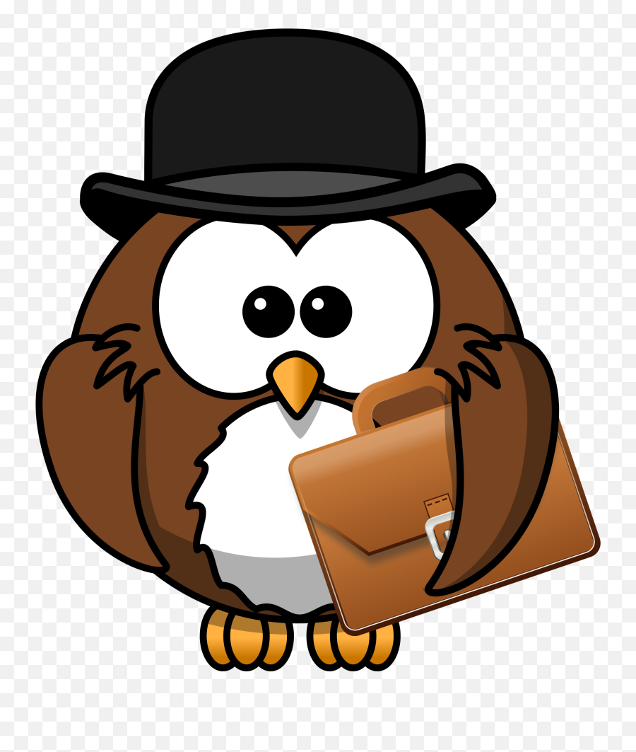Owl Cartoon Owl Clip Art - Cartoon Owl With Hat Emoji,Briefcase Paper Emoji