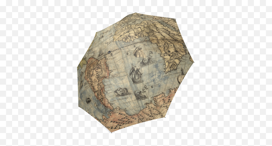 Us 2999 Interestprint Stylish Vintage Steampunk Map Of The World Fold Umbrella - Umbrella Emoji,Umbrella Emoji