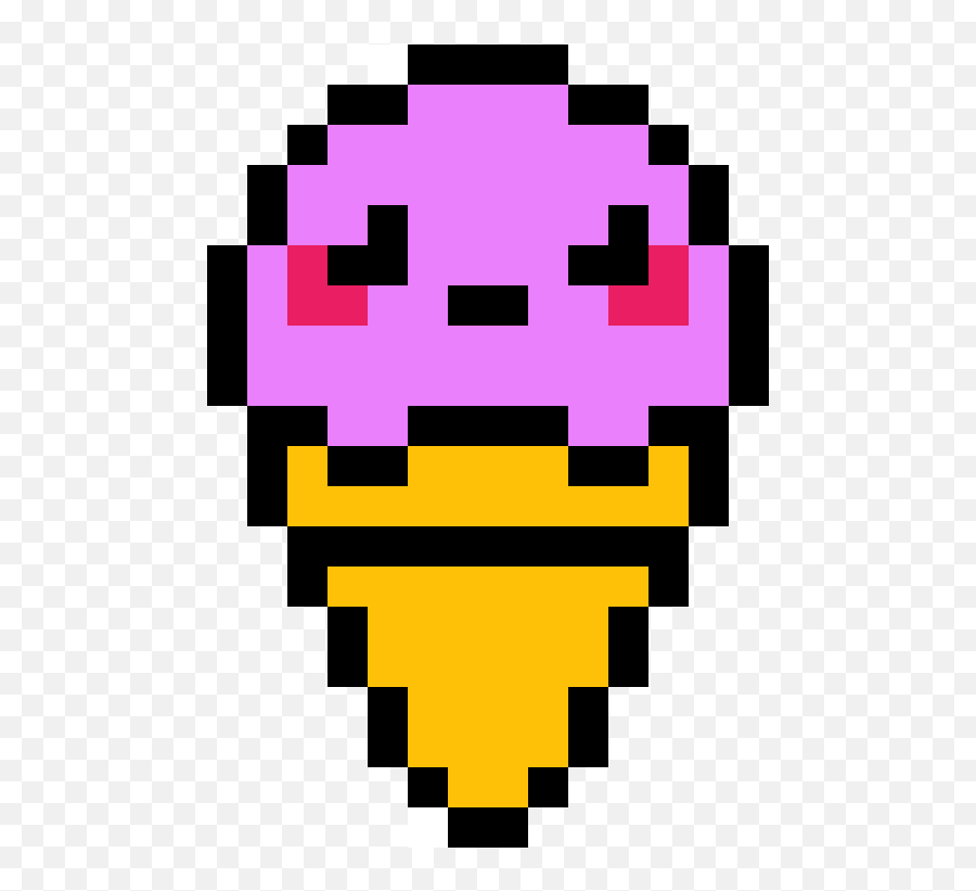 Pixilart - Kawaii Ice Cream By Anonymous Cute Pixel Art Grid Emoji,Ice Emoticon