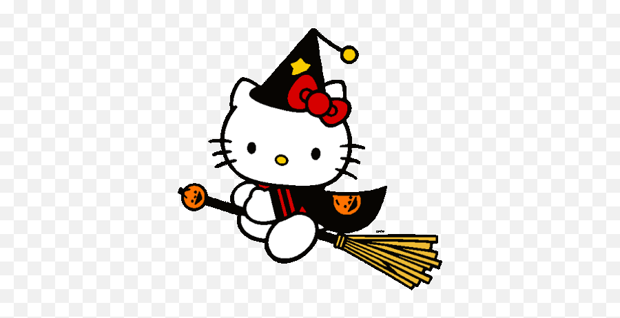 Pin On Little Bit Of Everything - Hello Kitty Halloween Witch Emoji,Witch On Broom Emoji