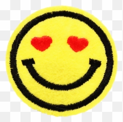 Smiley Face With Heart Shape Eyes Patch - Emoji