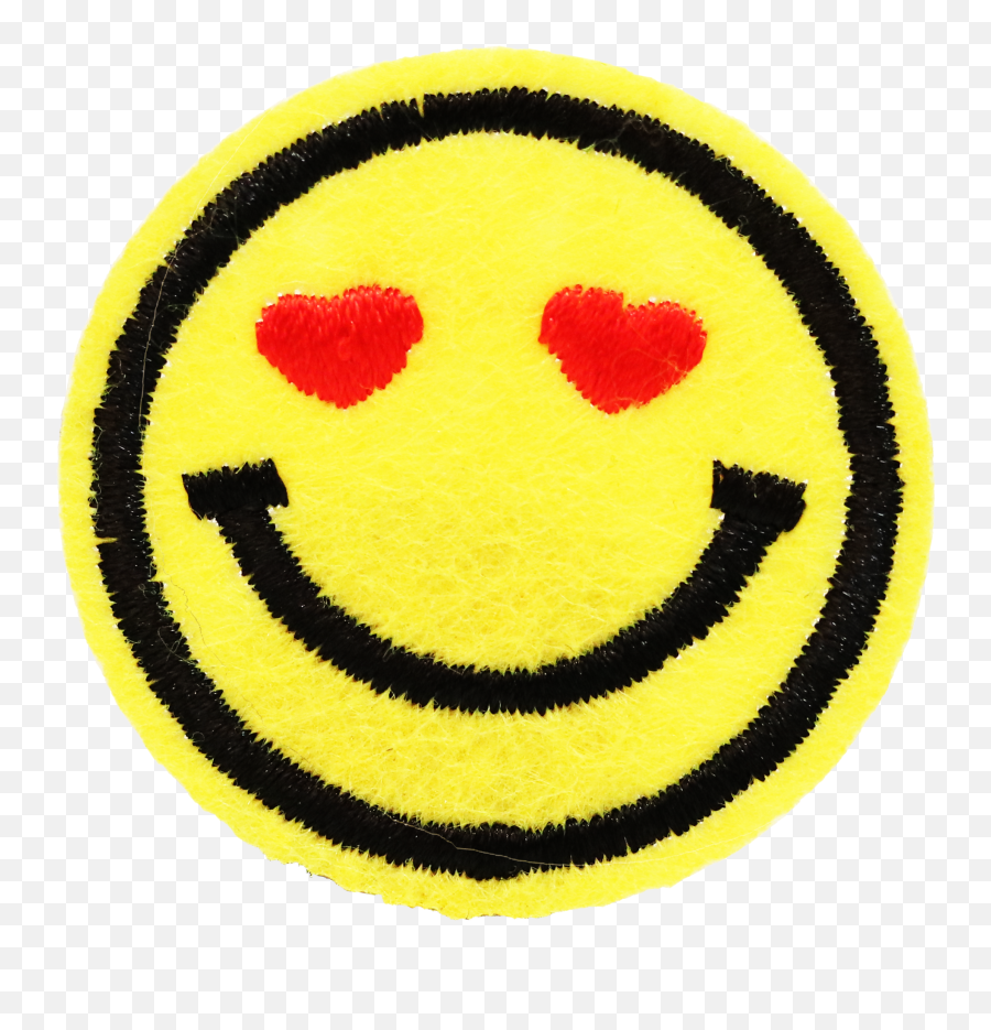 Smiley Face With Heart Shape Eyes Patch - Smiley Emoji,Emoticon With Heart Eyes